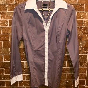 Express Essential Button Down in Gray
